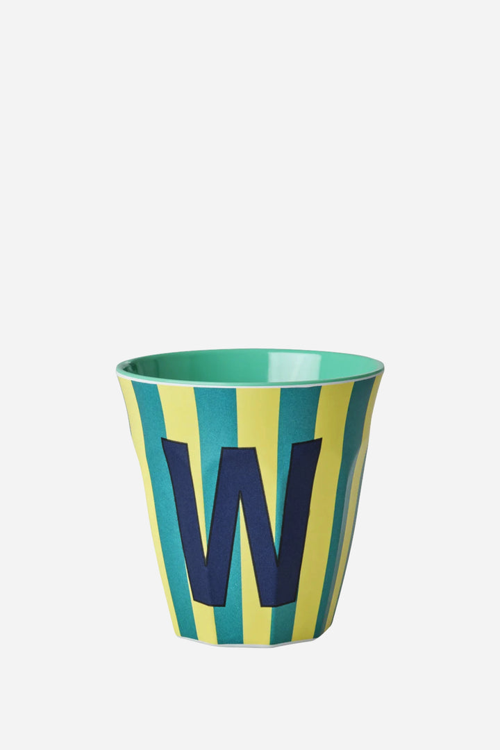 Striped Melamine Cup / Letter W