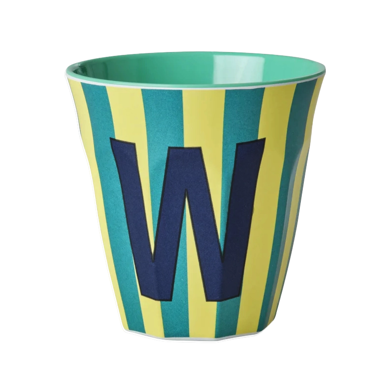 Striped Melamine Cup / Letter W