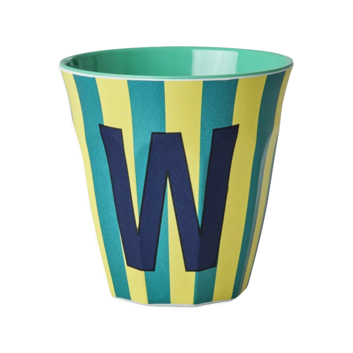 Striped Melamine Cup / Letter W