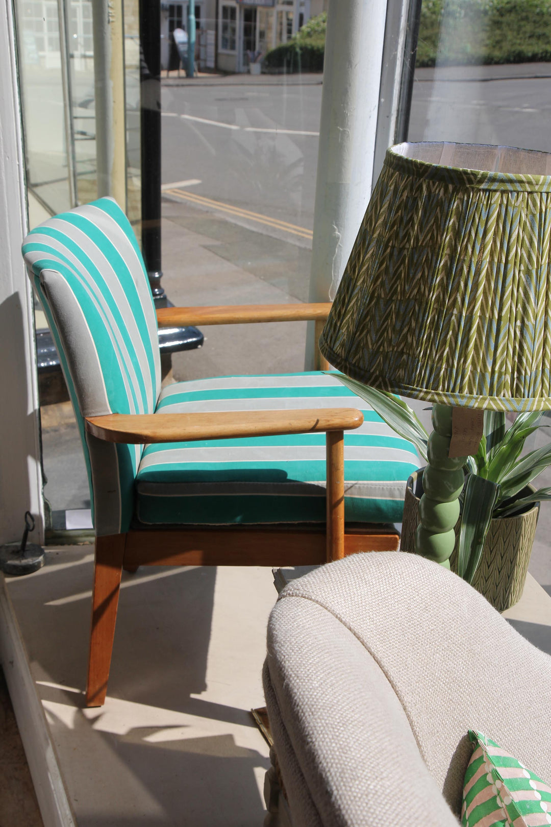 Mid-Century Chair in Striped Canvas