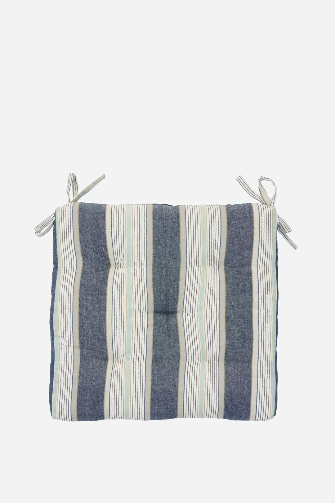 Striped Cotton Chair Pad 45x45 cm / Blue, White, Grey