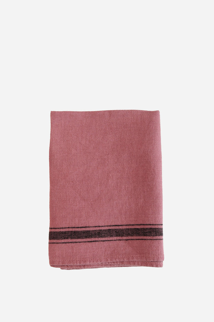 Striped Linen T-Towel / Damask Rose