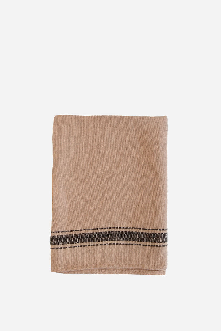 Striped Linen T-Towel /  Dead Salmon