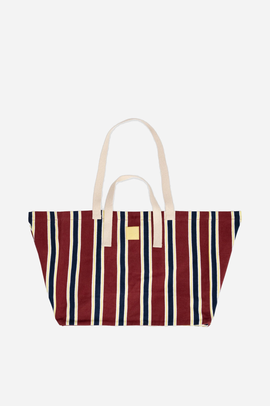 Shopping Bag / Bordeaux, Blue And Yellow Striped