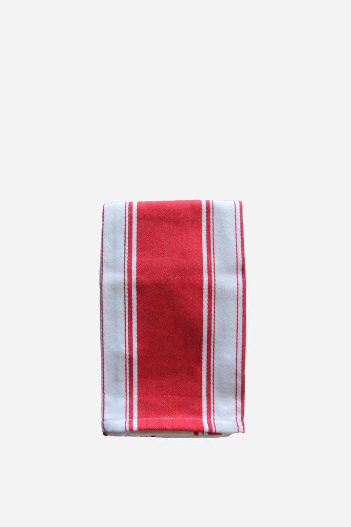 Cotton Striped Tea Towel / Scarlet