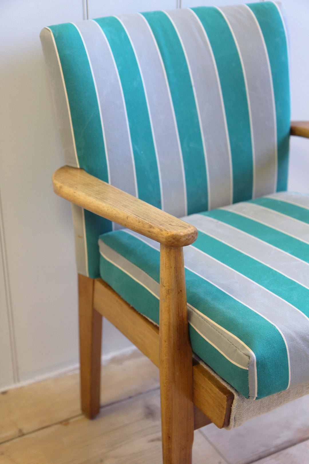 Mid-Century Chair in Striped Canvas