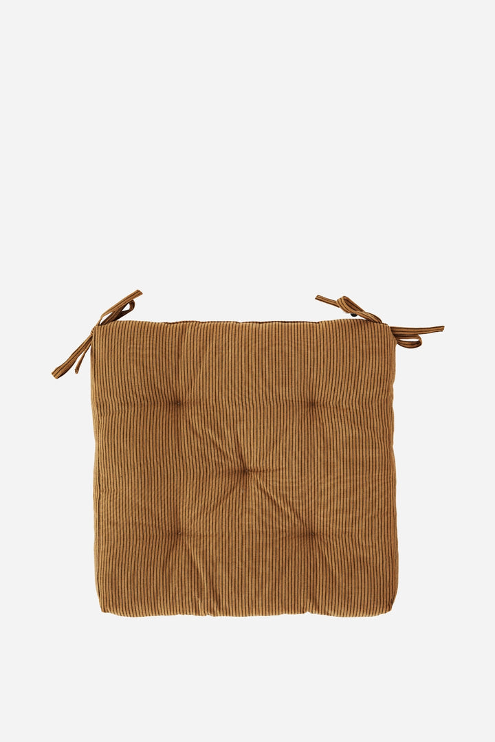 Striped Cotton Chair Pad 45x45cm / Sugar Almond Black