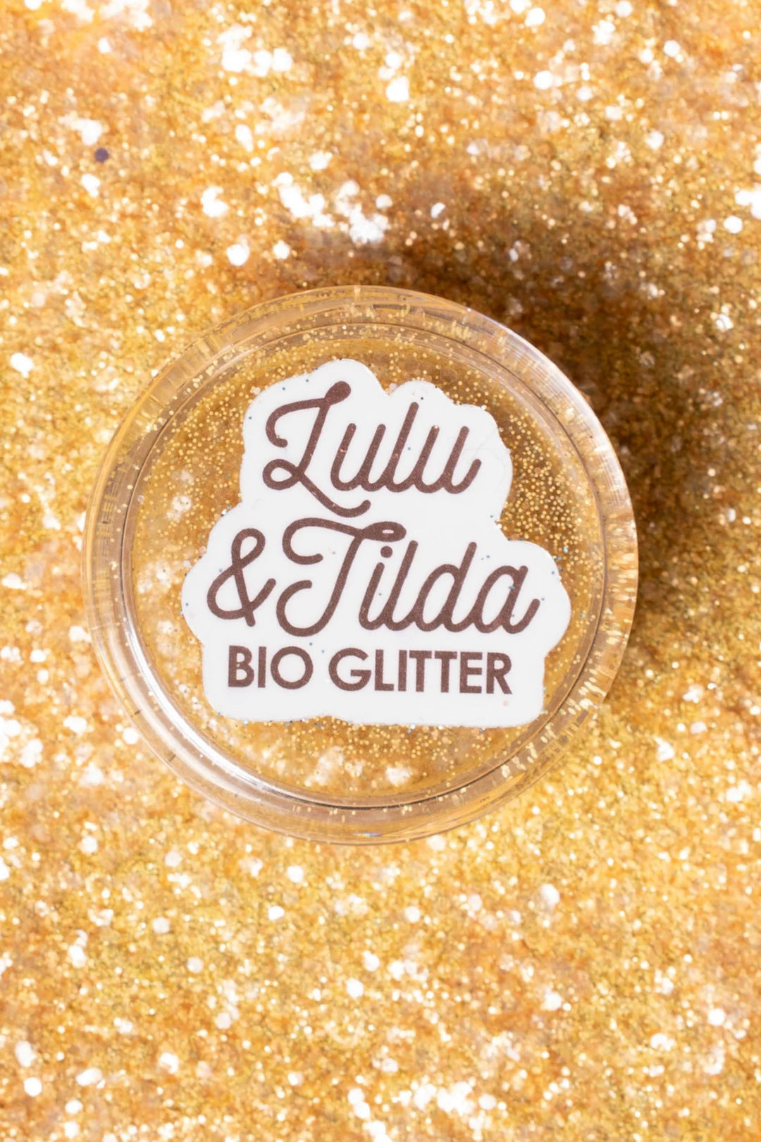 Gold glitter container with &
