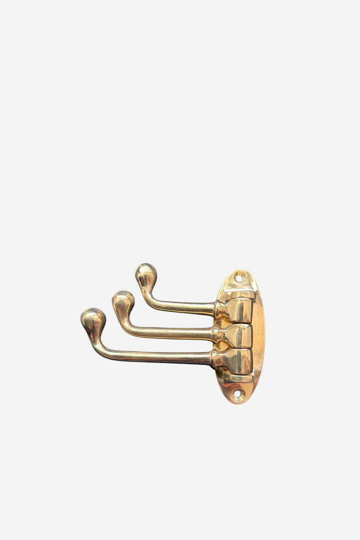 brass wall hook with three hooks 