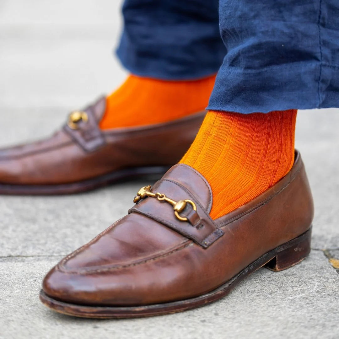 Ribbed Bamboo Socks / Burnt Orange