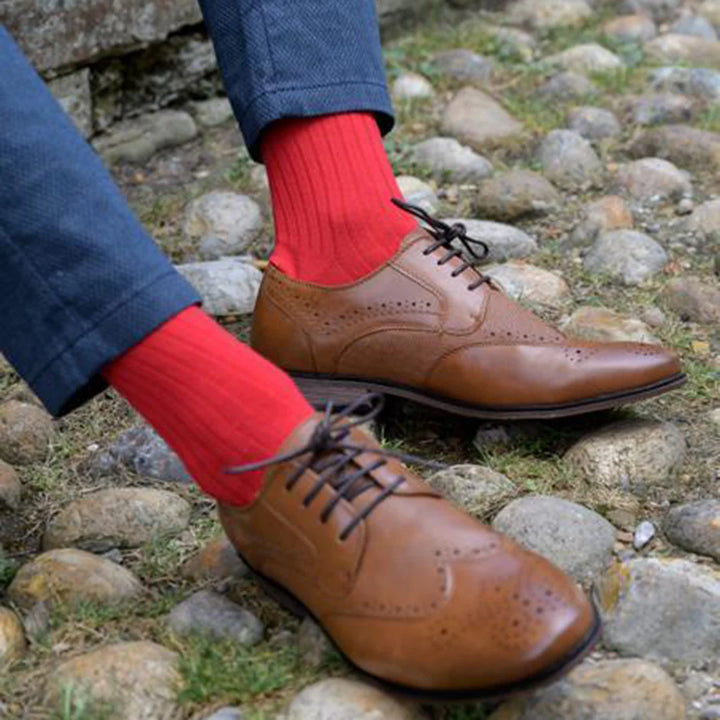 Ribbed Bamboo Socks / Red