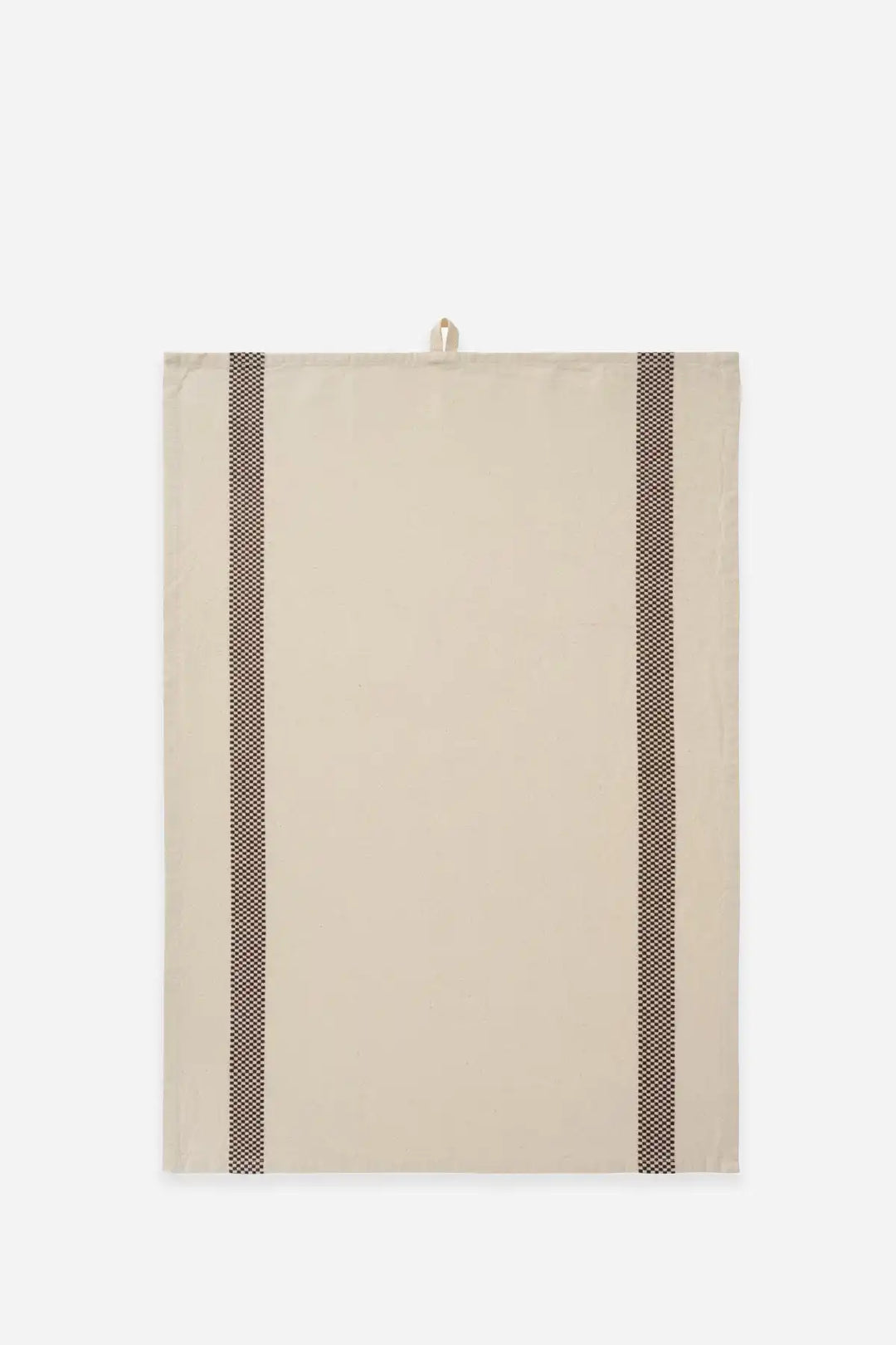 Tea Towel Chloe Natural Brown Woven / Checkered Stripes