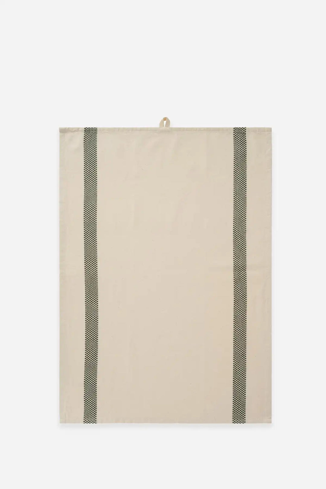 Tea Towel Chloe Natural Moss Green Woven / Checkered Stripes