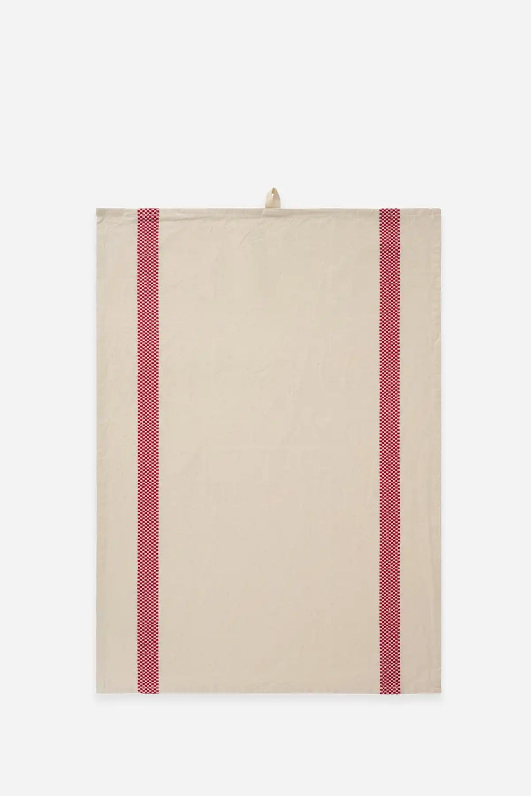 Tea Towel Chloe Natural Red Woven / Checkered Stripes
