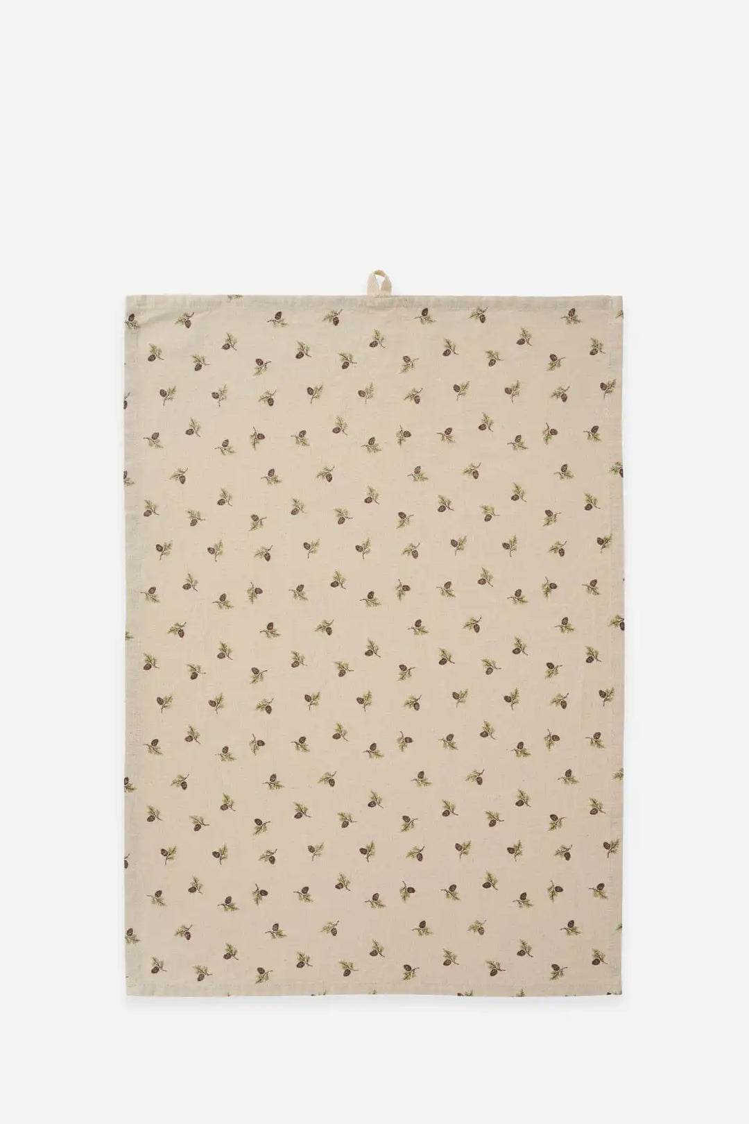 Tea Towel Ester Natural W/Cones On Twigs