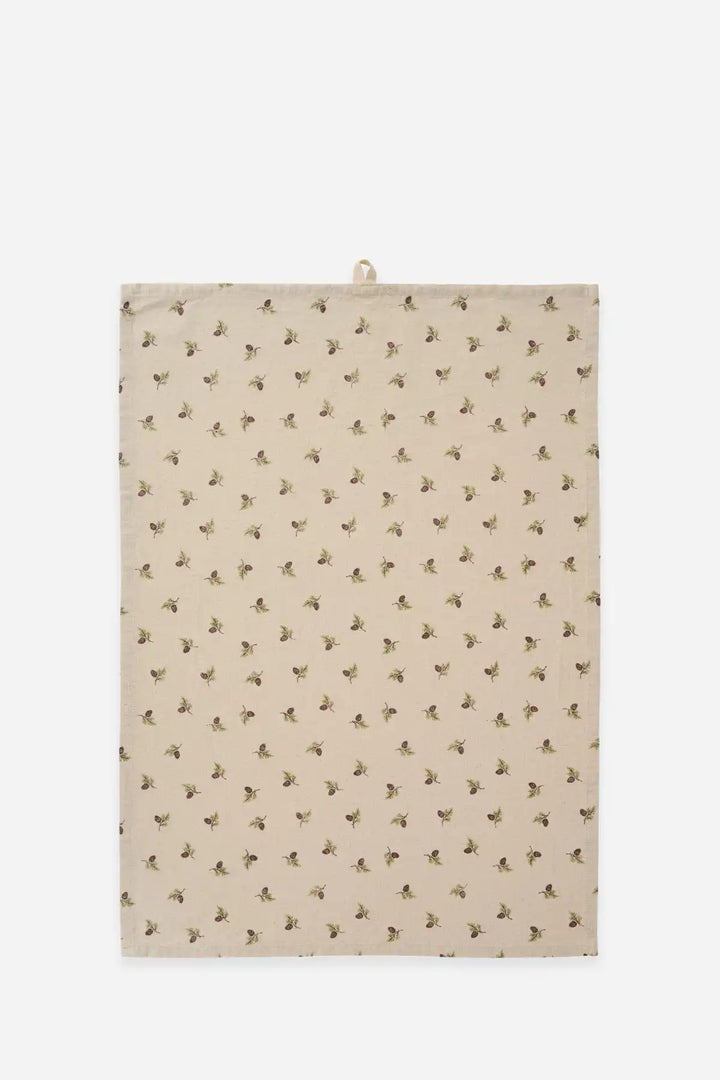 Tea Towel Ester Natural W/Cones On Twigs