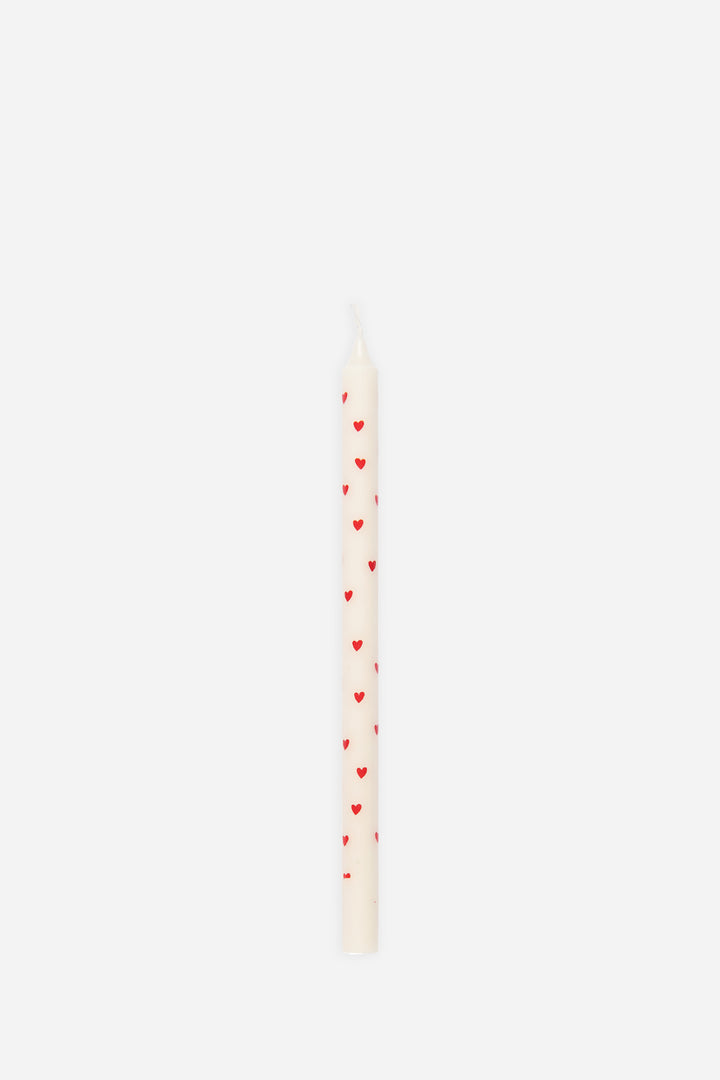 Taper Candle / Red Hearts