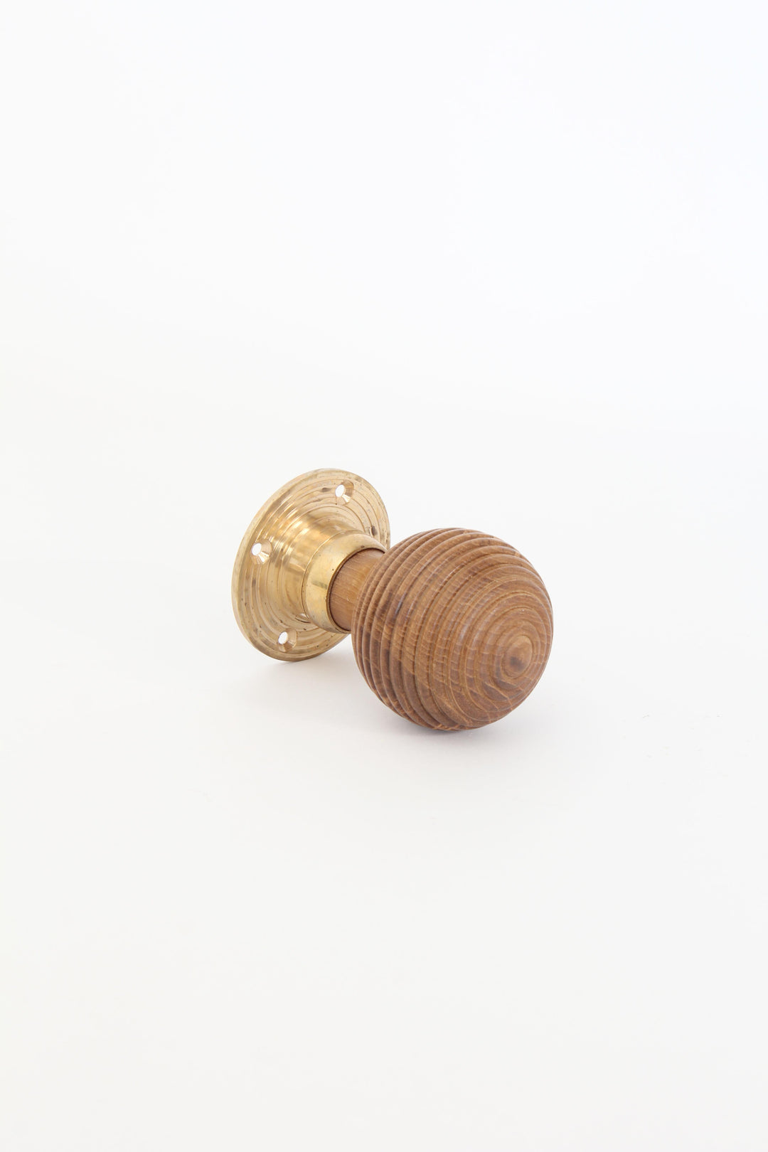 Door Knob Set Beehive Teak / Brass