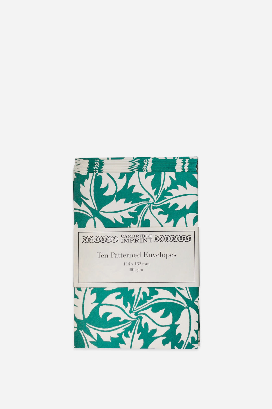 Packet of Ten Patterned Envelopes Dandelion Bottle Green