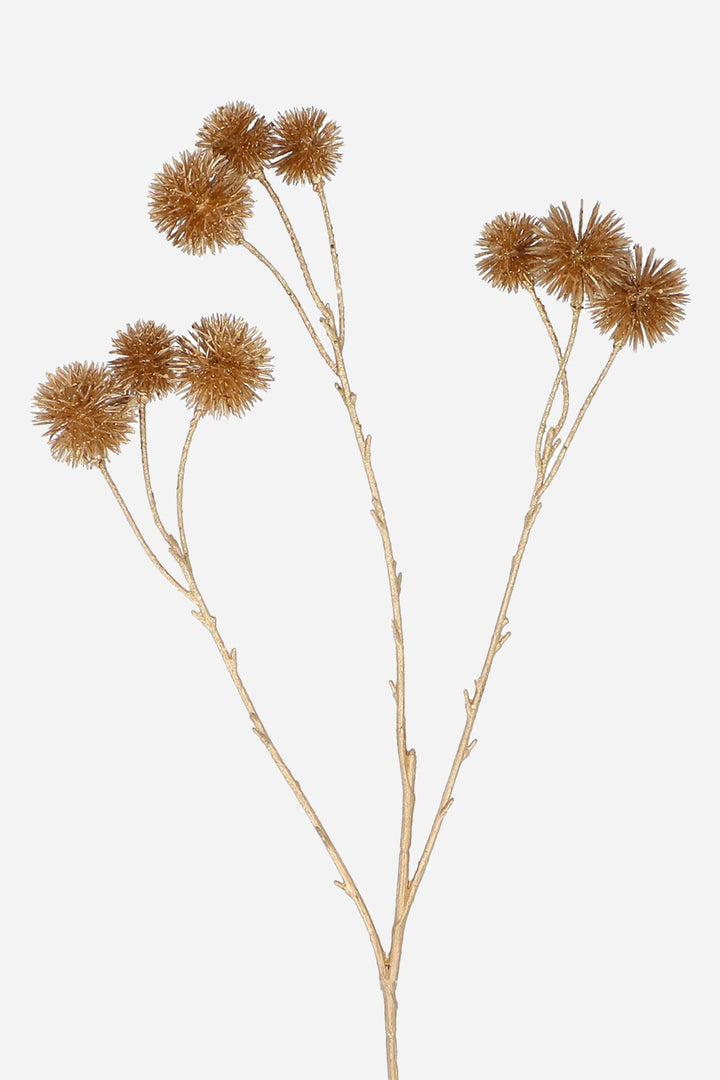 Gold Acrylic Thistle Pom Pom Branch