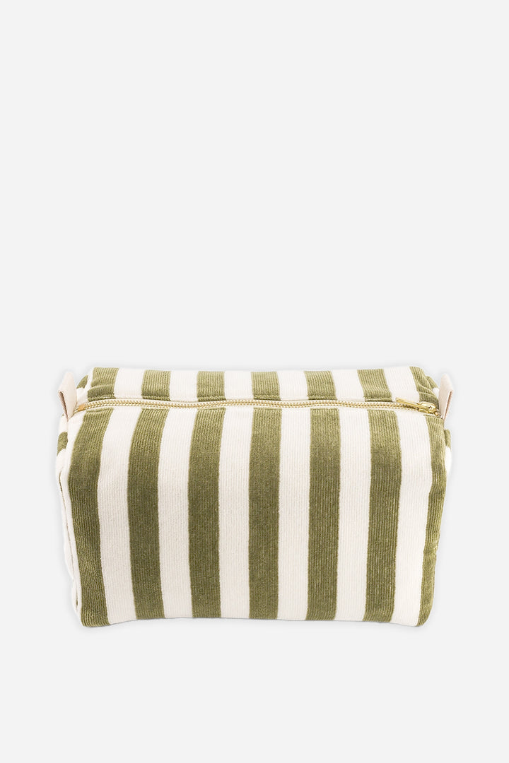 Towelling Stripe Wash Bag / Khaki