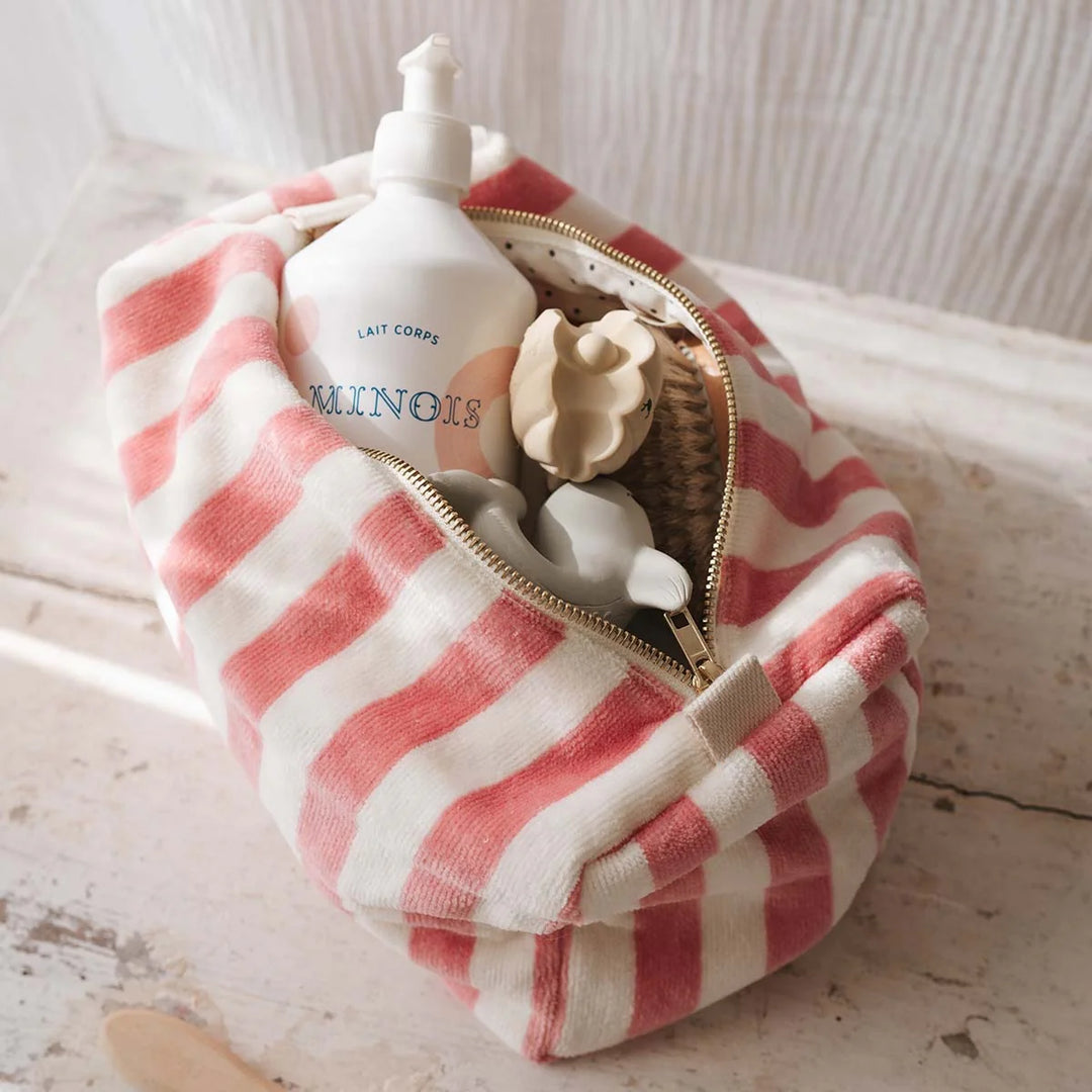 Toiletries Stripe Wash Bag / Strawberry