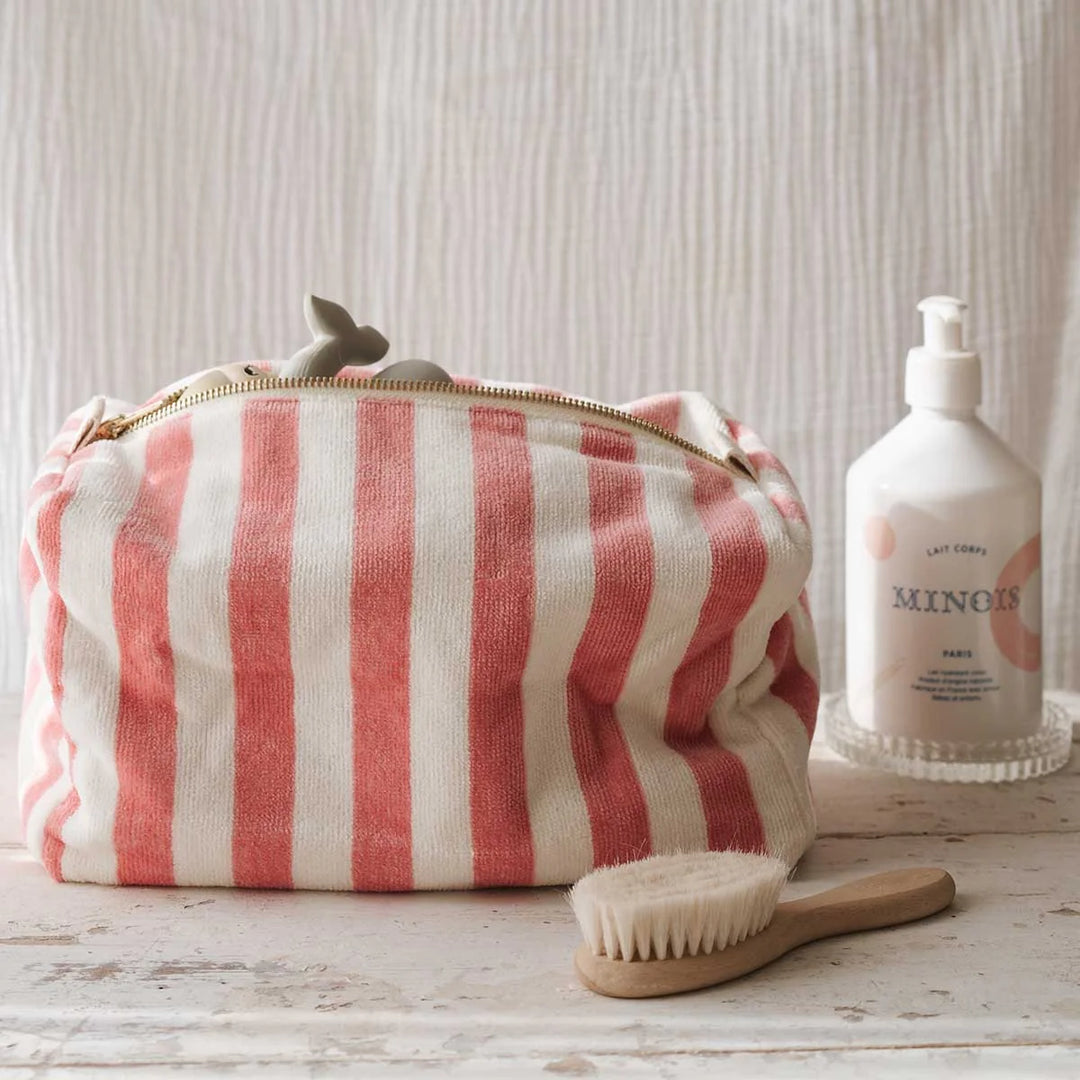 Toiletries Stripe Wash Bag / Strawberry