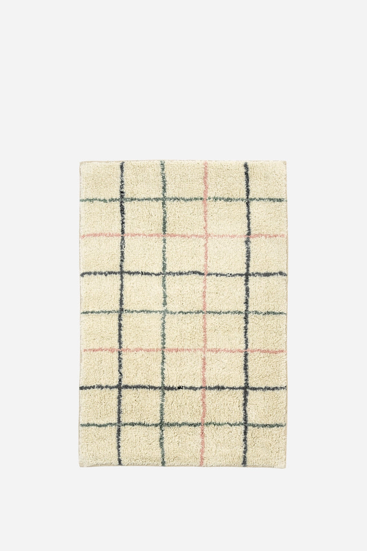 Checked Tufted Bathmat 60x90cm / Pink Lt.Blue Grey
