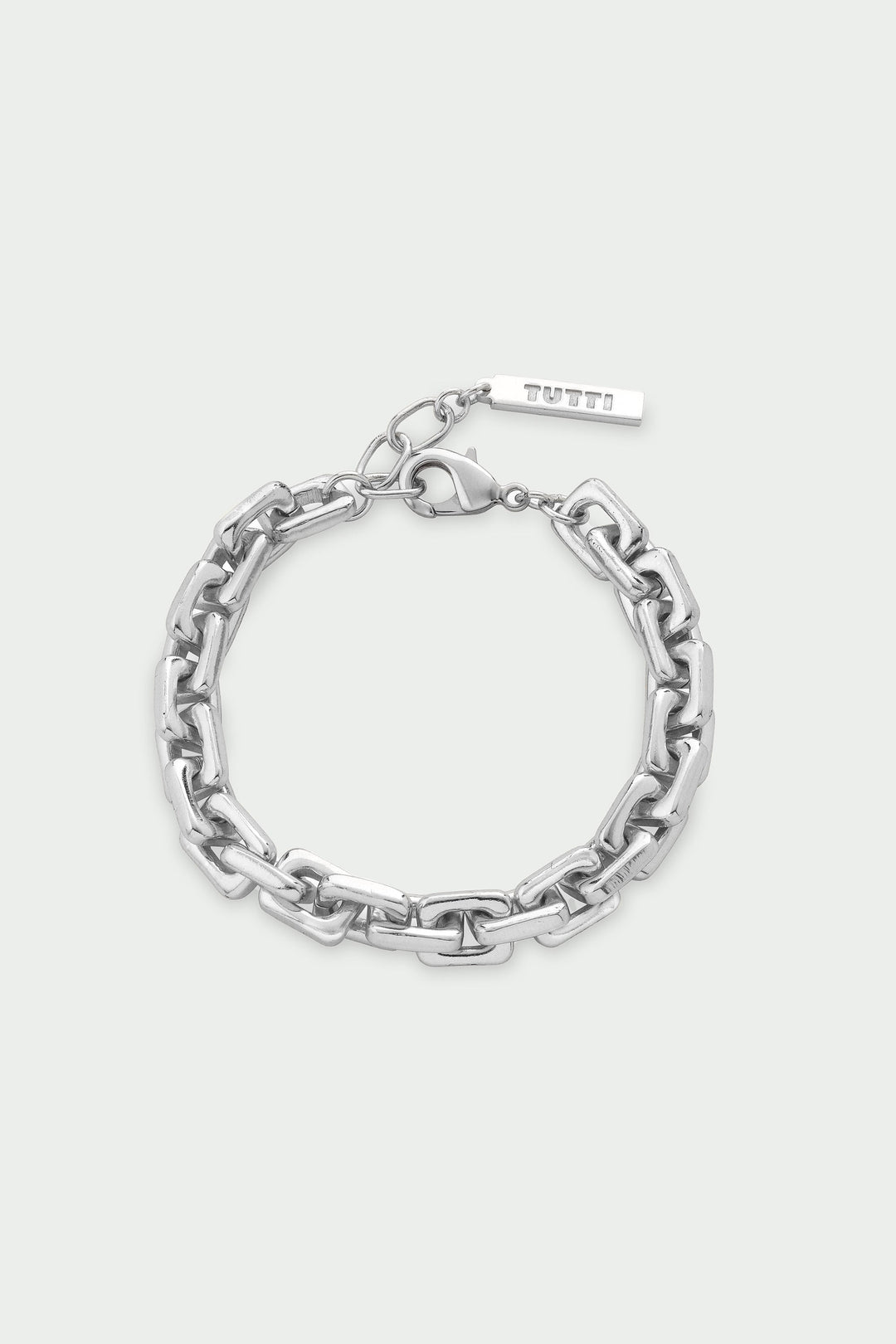 Silver chain bracelet on a white background