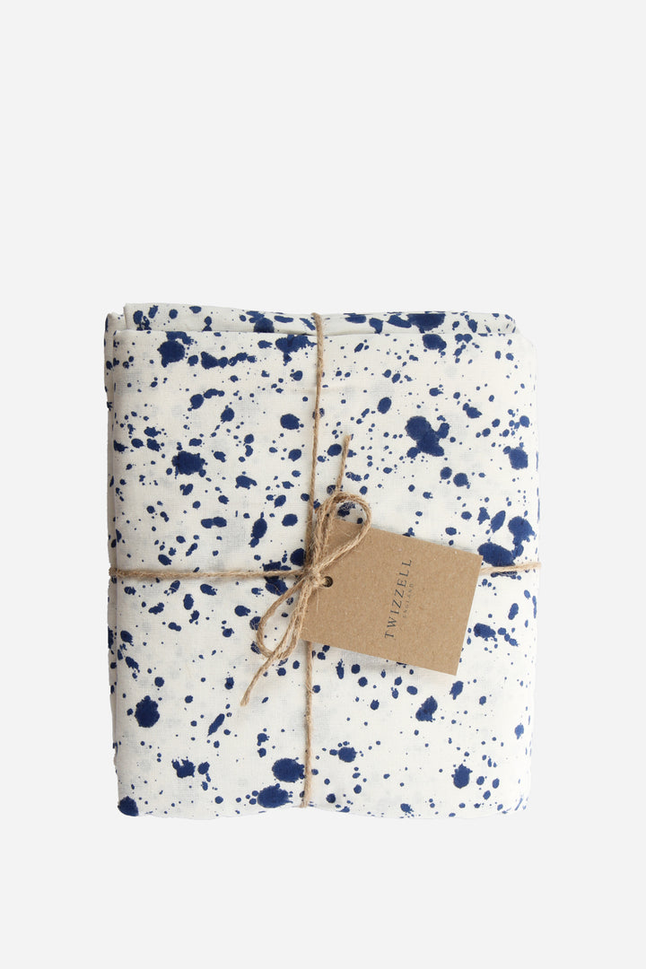 twizzell navy splatter block print tablecloth