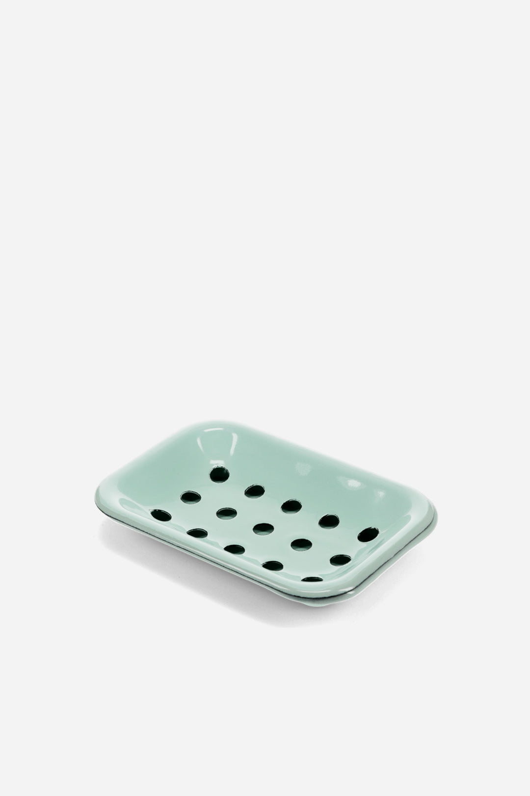 pale green two-part enamel soap dish