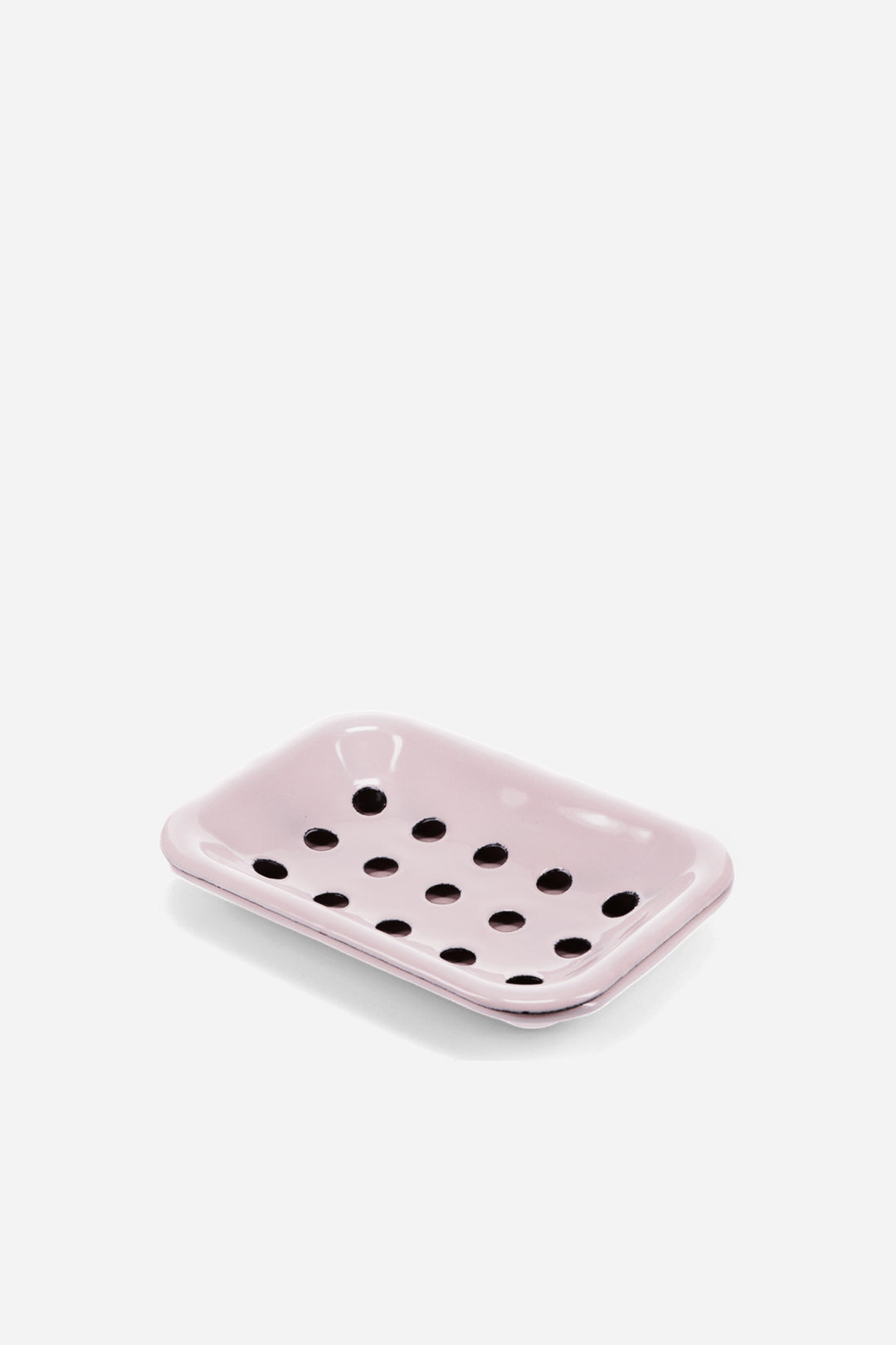 pale pink two-part enamel soap dish