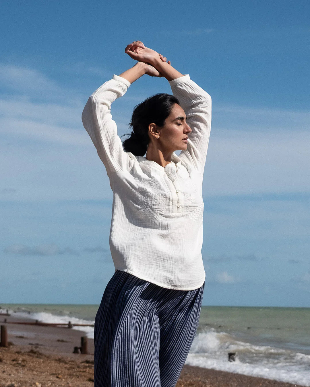 Una Midi Skirt / Navy Stripe