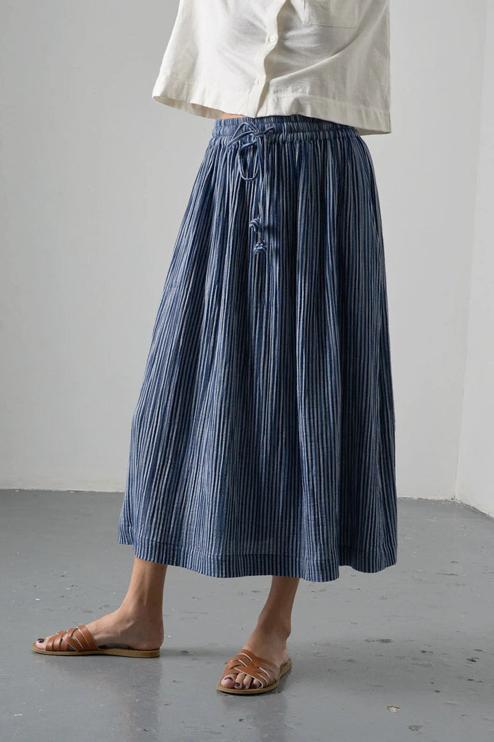 Una Midi Skirt / Navy Stripe
