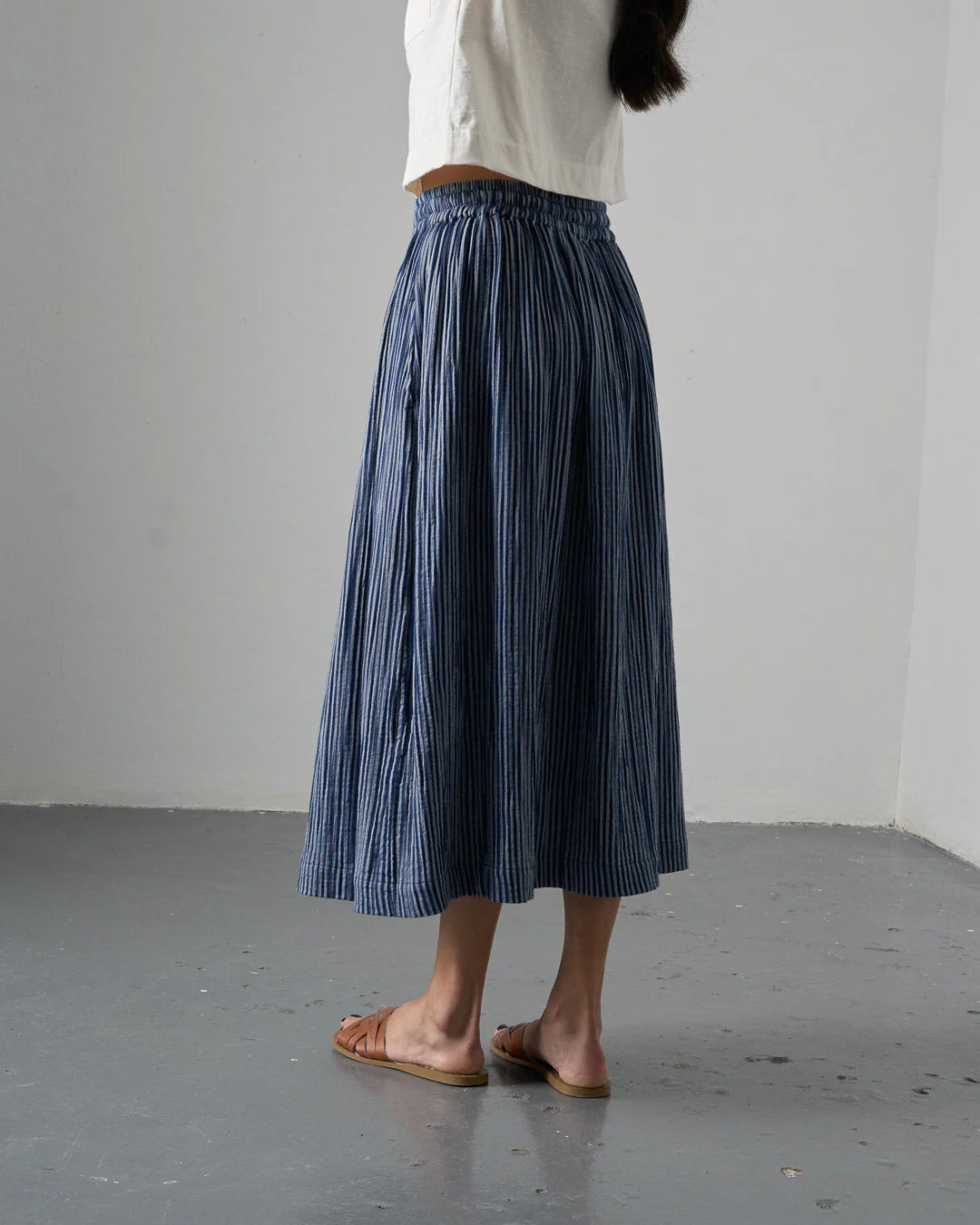 Una Midi Skirt / Navy Stripe