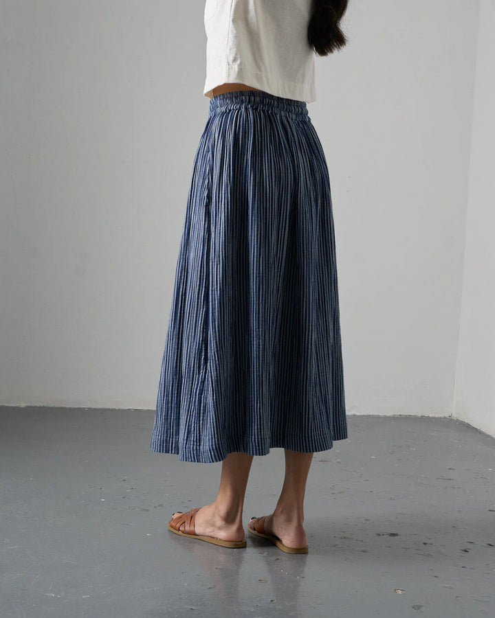 Una Midi Skirt / Navy Stripe