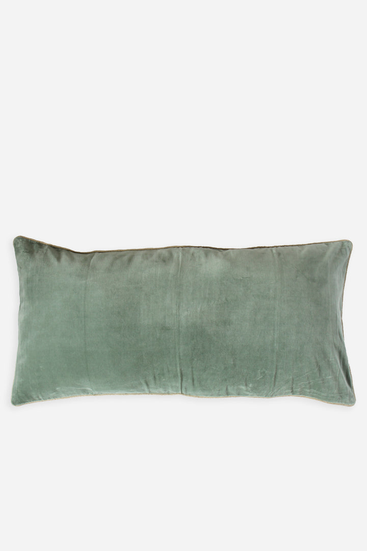 Cotton Velvet Bolster Cushion / Celadon