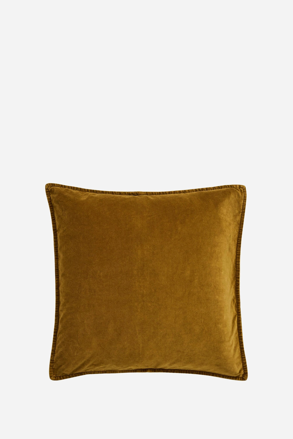 velvet cushion ochre green