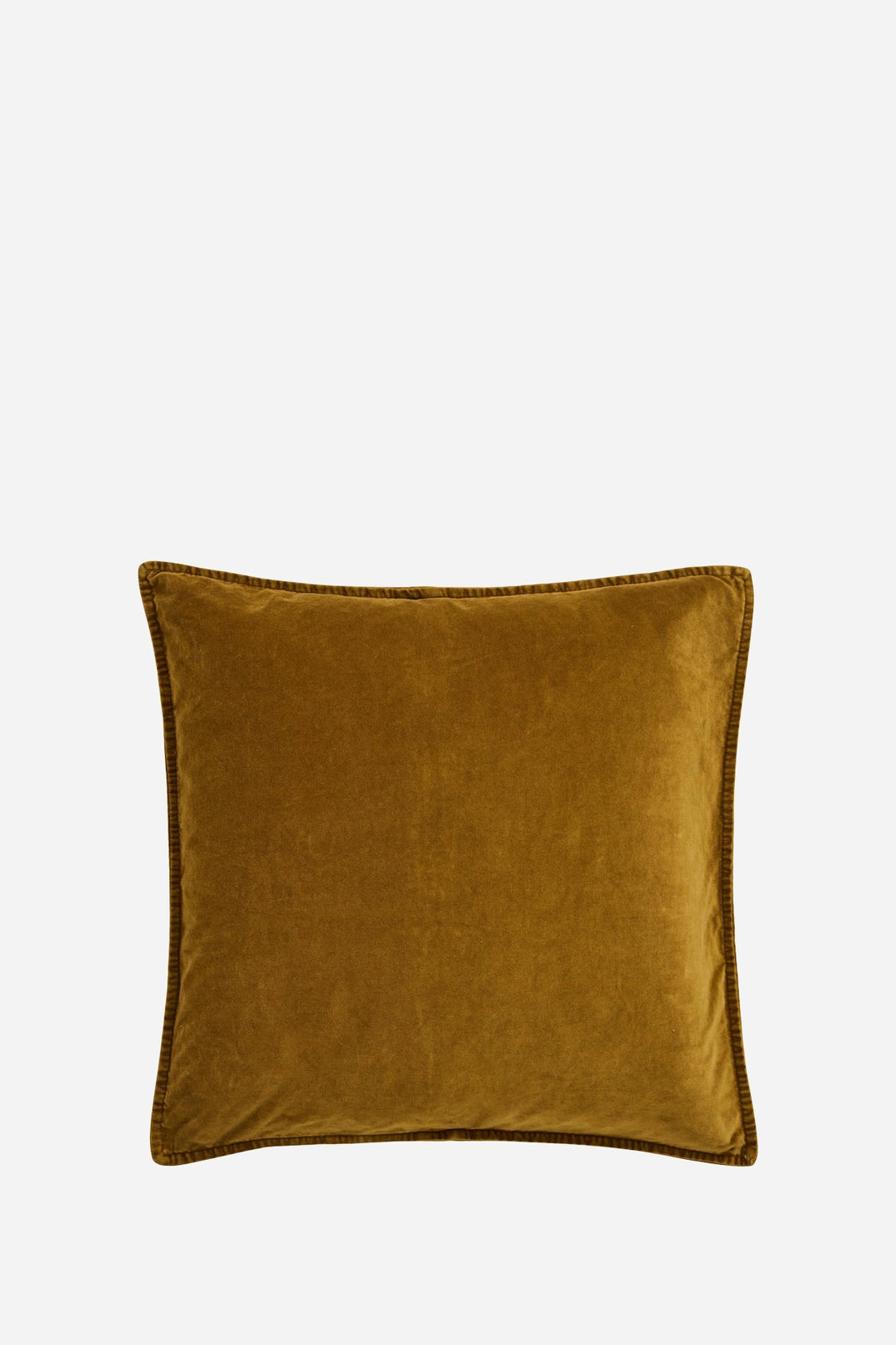 velvet cushion ochre green