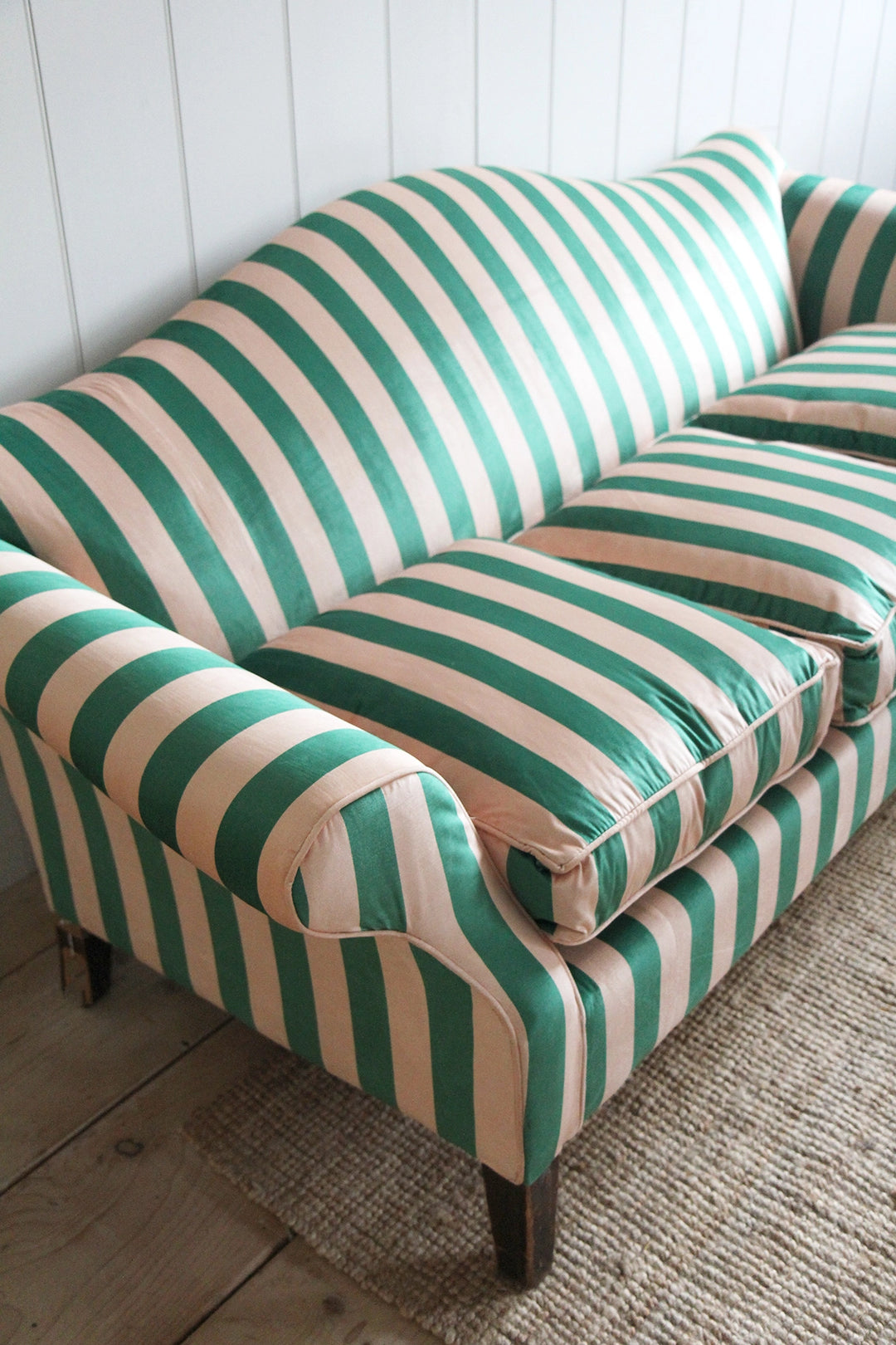 Striped online velvet sofa