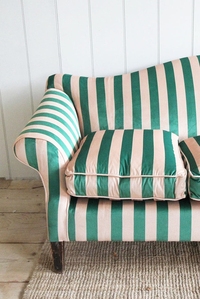 Camel Back Velvet Stripe Sofa – Domestic Science Home