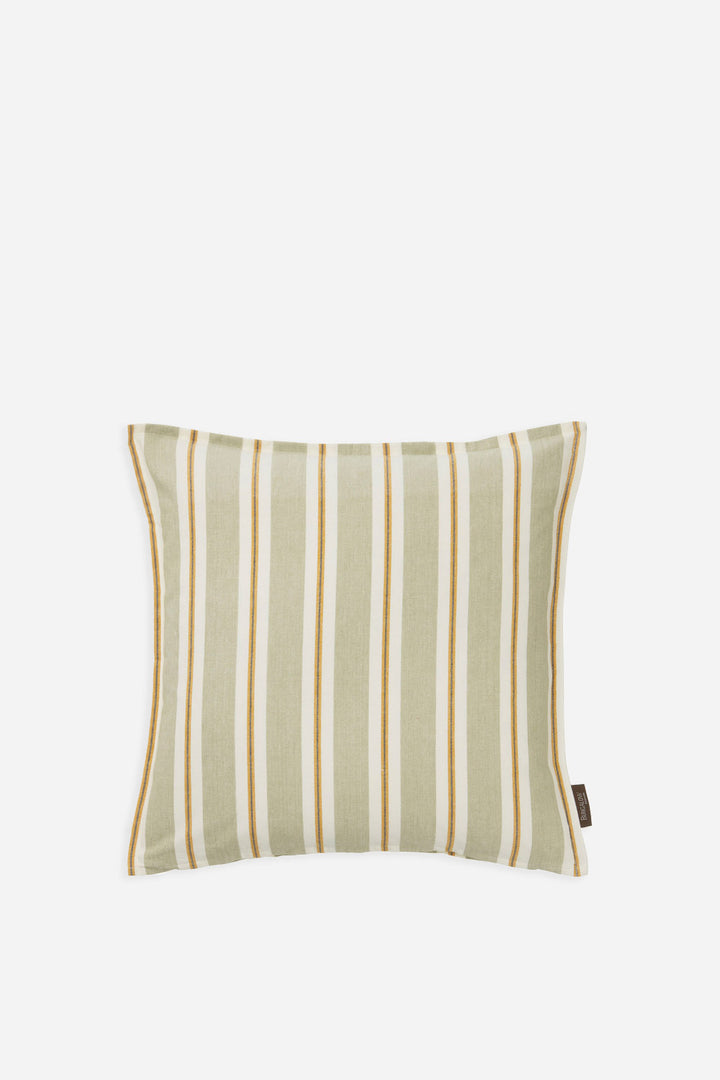 verona stripe sage green and white cushion