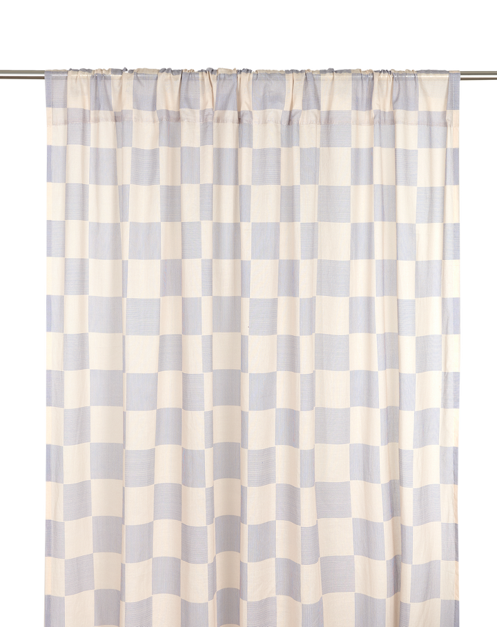 Wendy Sheer Voile Curtain 140x280 / Blue Ink Checks