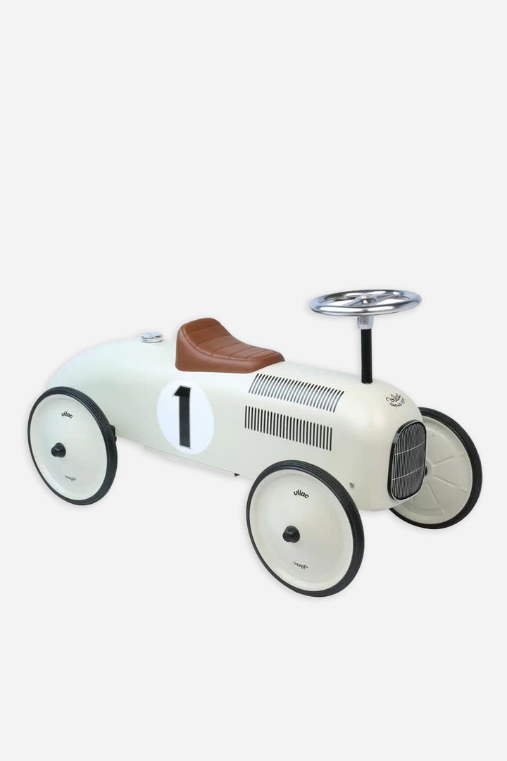 vilac ride on vintage car in white