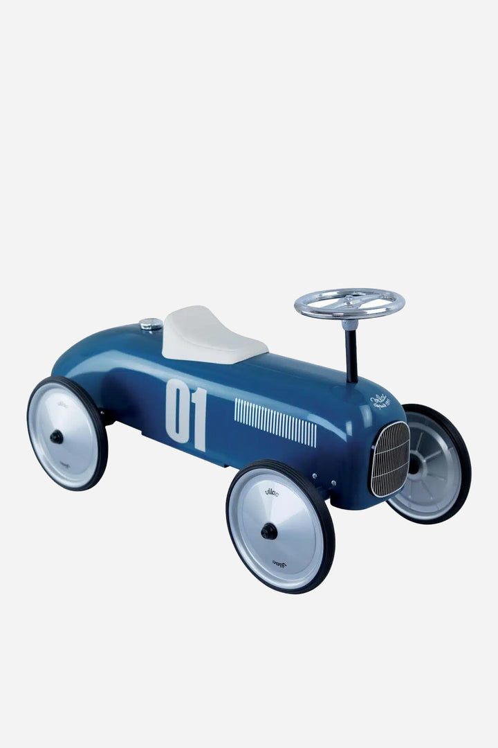 vilac ride on vintage car in petrol blue