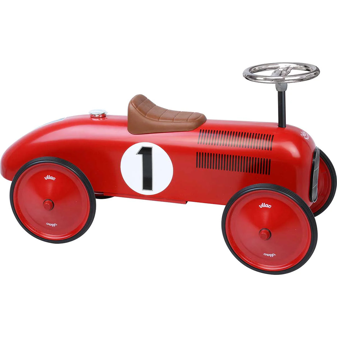 vilac ride on vintage car in red