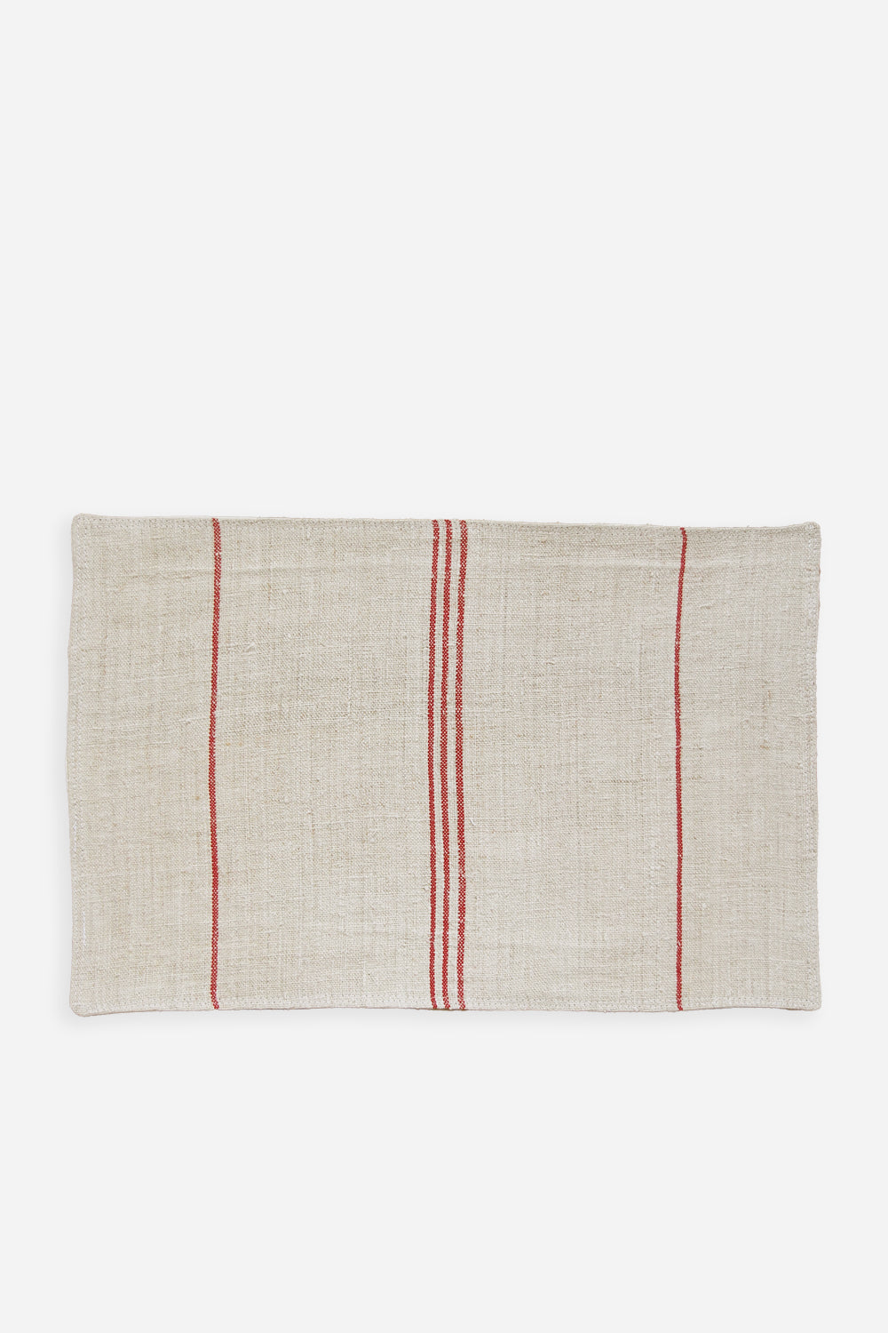 Vintage Grain Sack Placemat / Red Stripe
