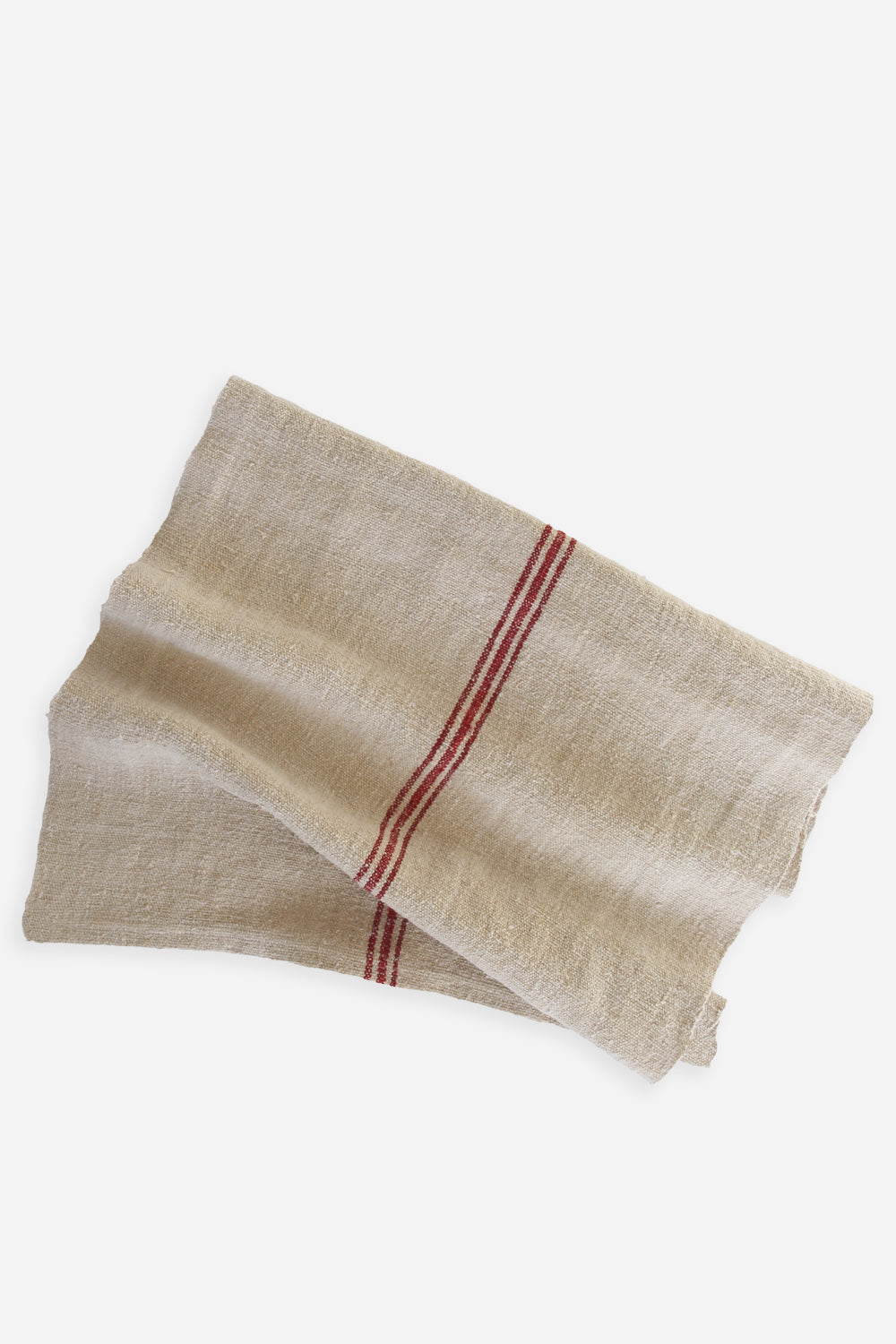 Vintage Grain Sack Table Runner / Red Stripe