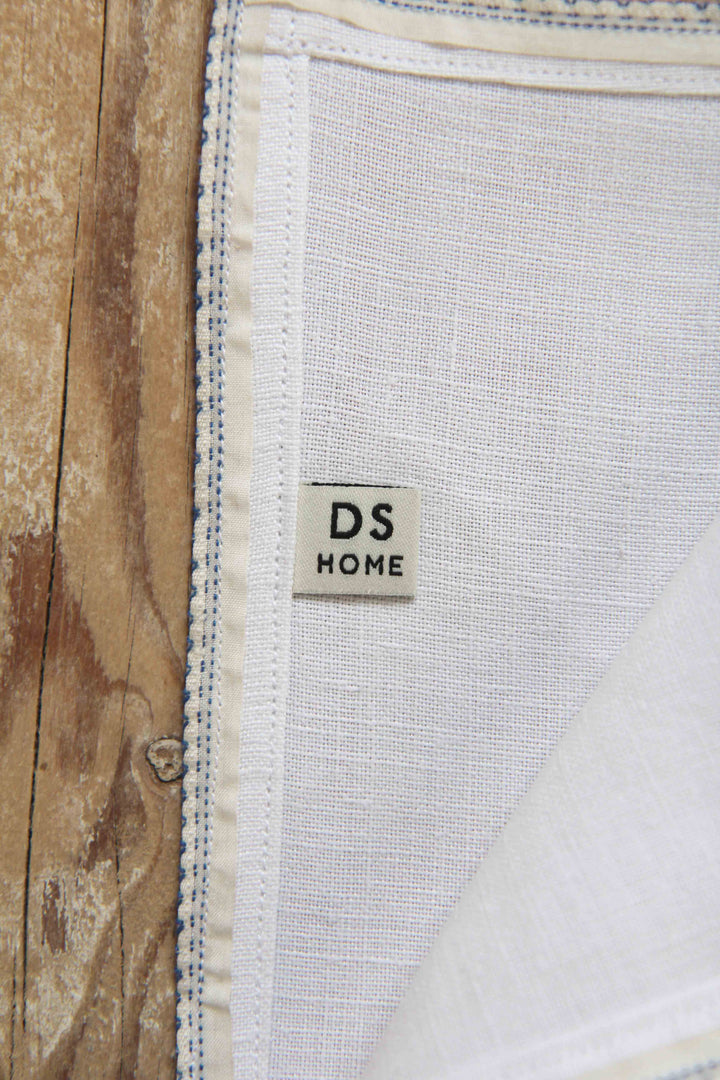 Vintage Linen Napkin / Blue Trim