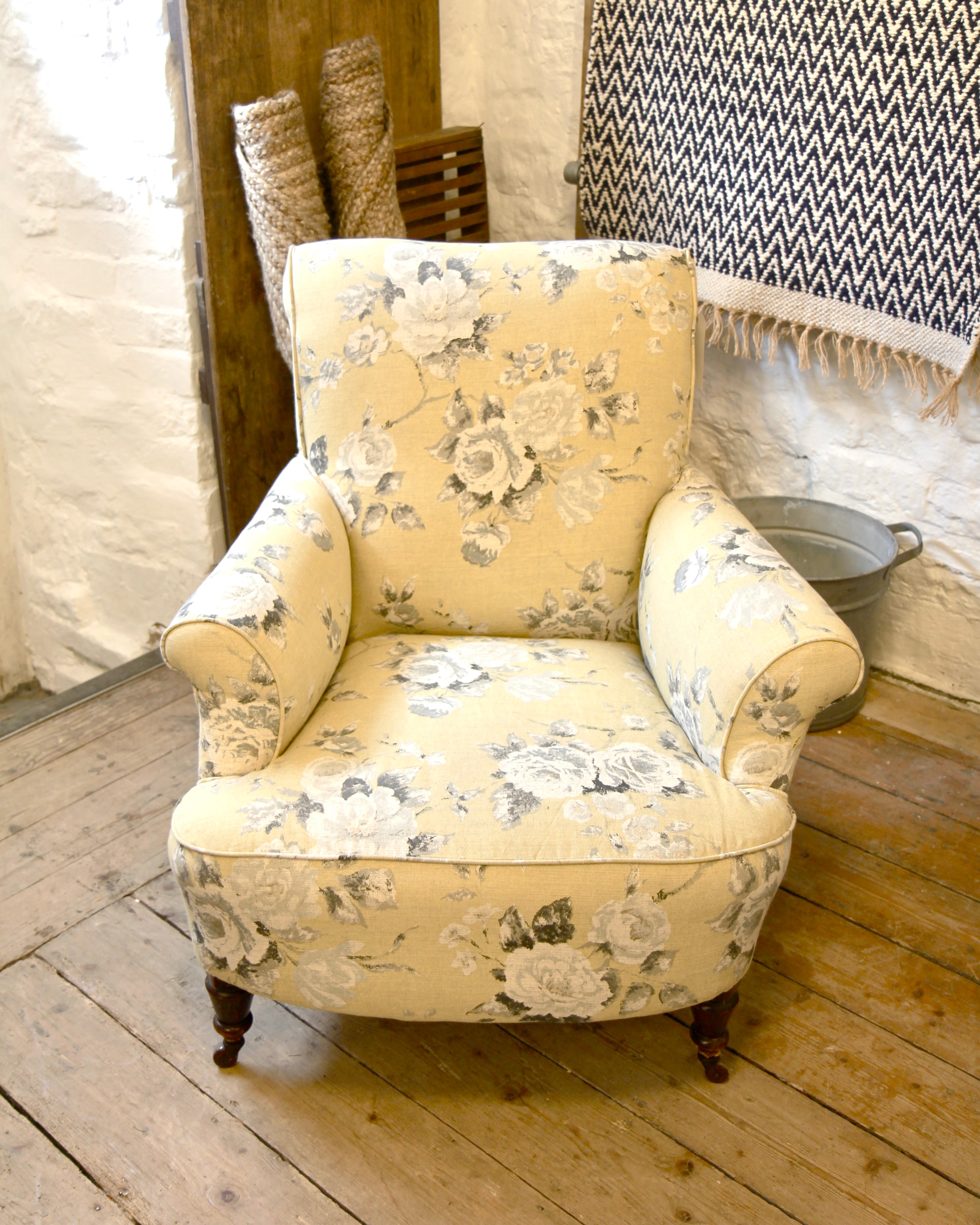 Victorian Armchair in Yellow Floral Domestic Science Home